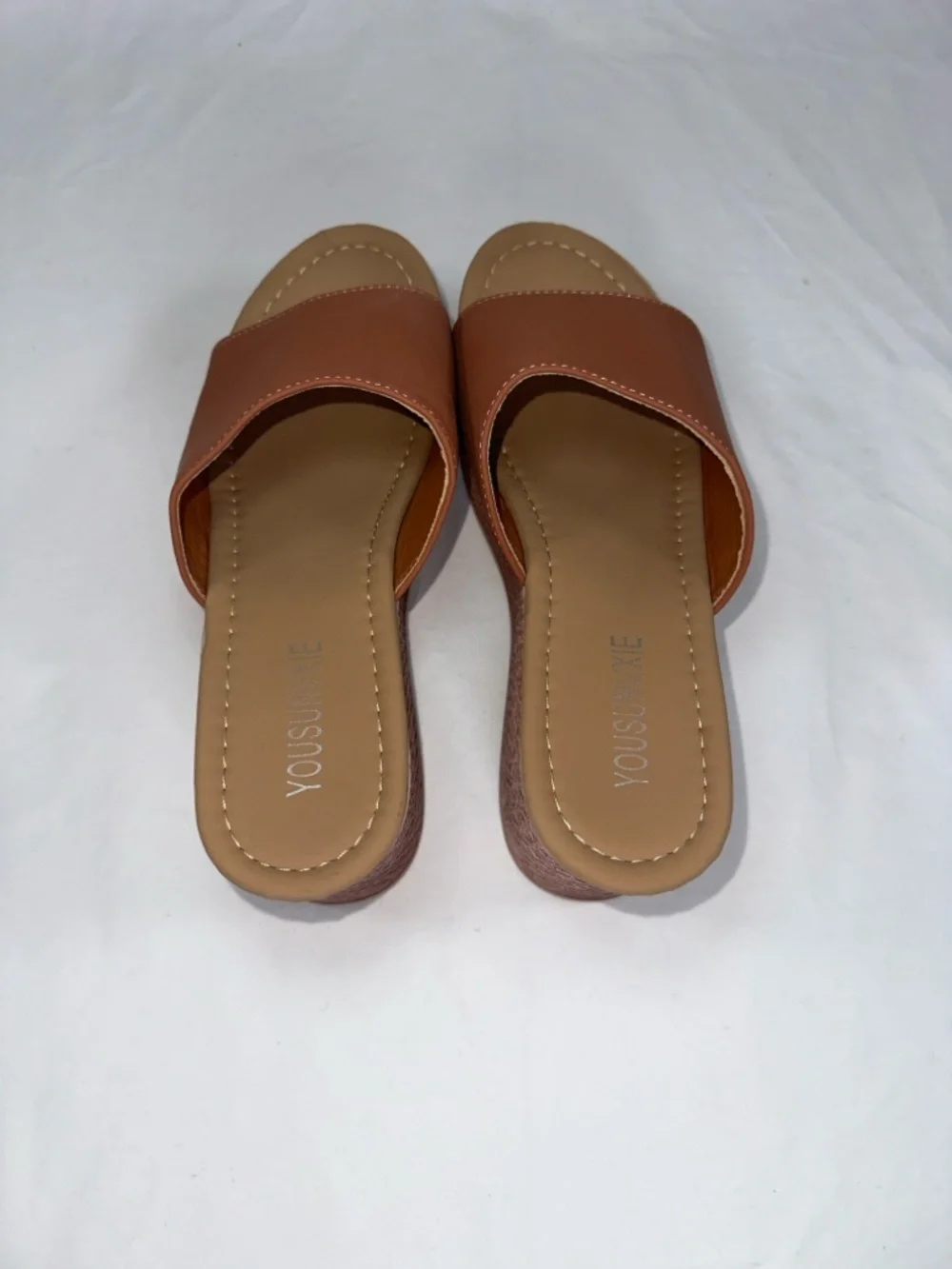Platform Slide Sandals Brown Wedge Espadrille Style Womens Size 42 Size 10.5